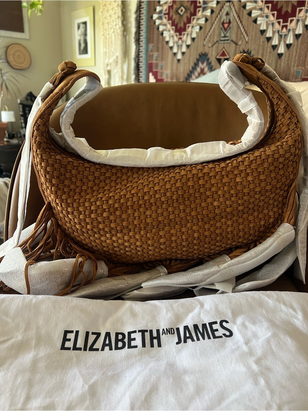 Elizabeth and James Boho Hobo in Cognac w/ Tassels